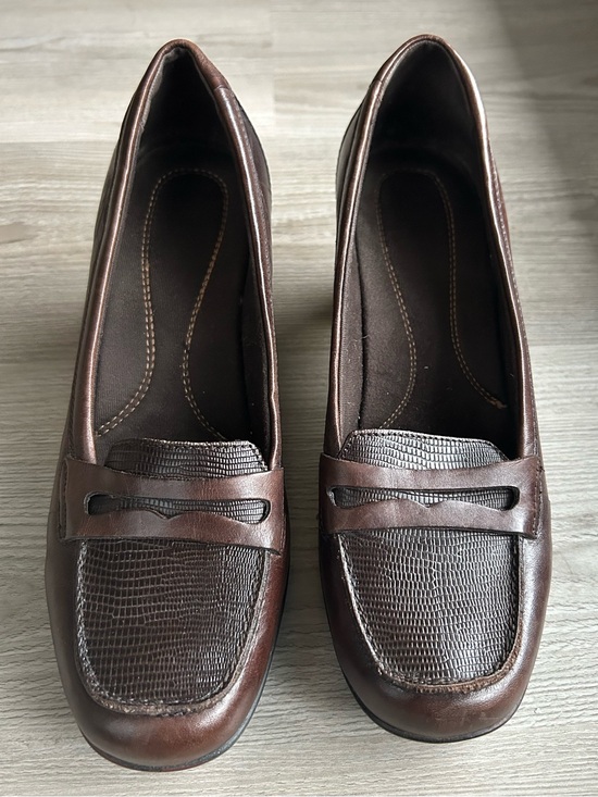 Shoes - Clarks Bendables Leather Penny Loafer Heel Sz 9W